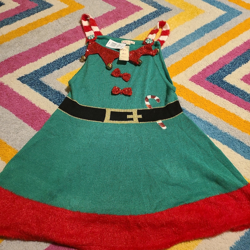 COPY - Women's Large Christmas Elf Sweater Jumper Dress Jingle Bells